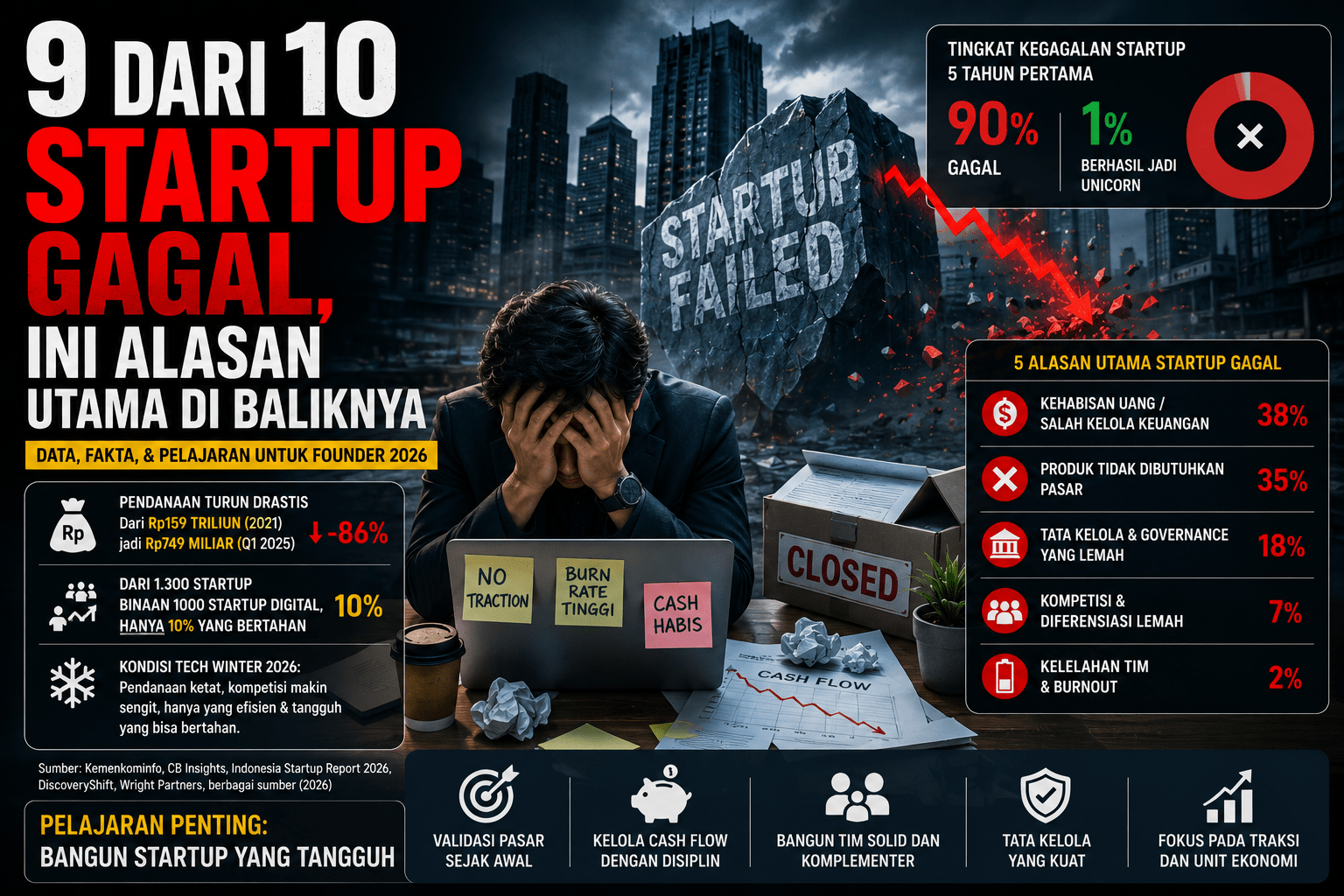 9 dari 10 Startup Gagal, Ini Alasan Utama di Baliknya